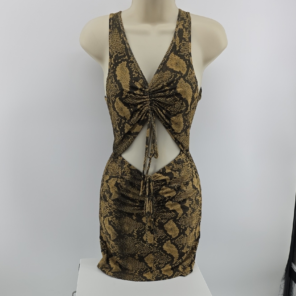 Exotic Snake Print Dress With Front Cutout